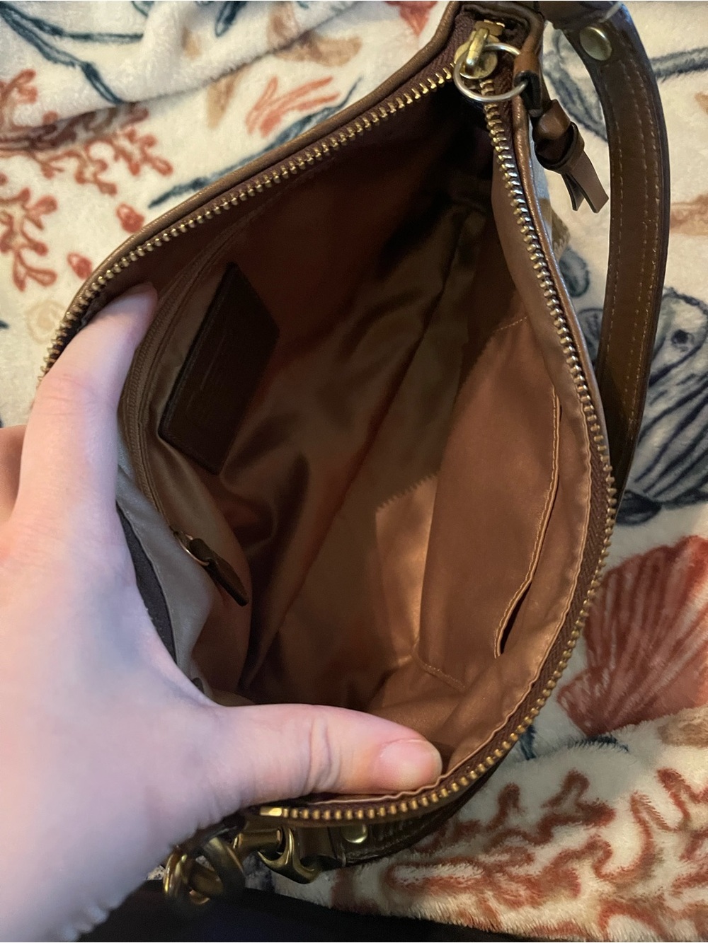 Coach Patchwork Signature Canvas Shoulder Bag in Brown and Beige - Picture 3 of 4